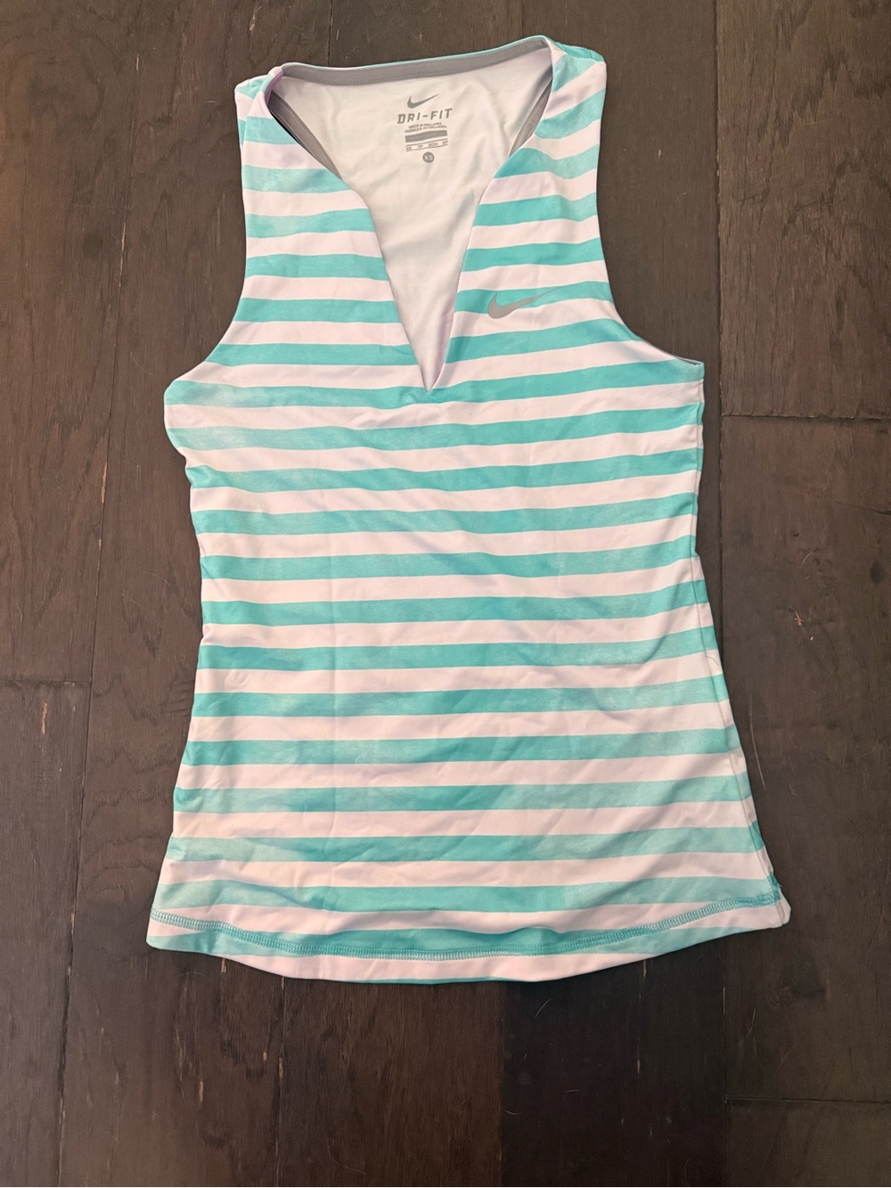 Nike Dri-FIT Striped Tank - Aqua & White